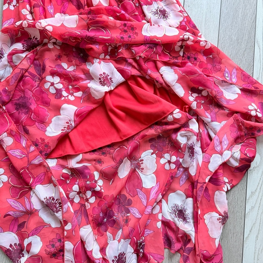 Alexa B. Nites Floral Smocked Waist Faux Wrap Long Sleeve Maxi Dress - Picture 7 of 7